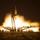 File photo of the Soyuz MS-03 spacecraft launch at night containing NASA, ESA, and Russian crew members (Photo by Bill Ingalls/NASA via Getty Images)